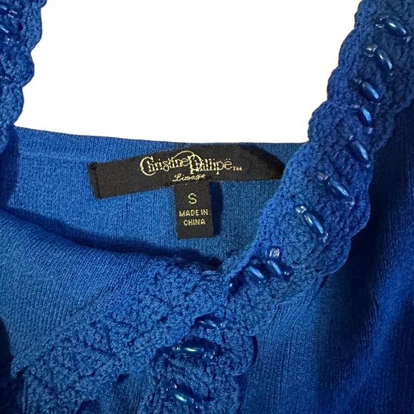 Vintage Christine Philipe Royal Blue Beaded Tank Size Small - Picture 4 of 4